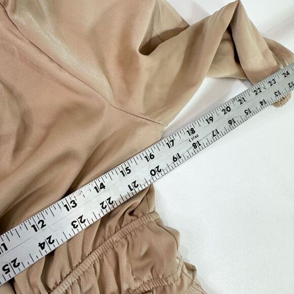 Baltic Born Maxi Dress Womens Small Tan Venus Pleated Long Sleeve Old Money New* - Picture 10 of 11